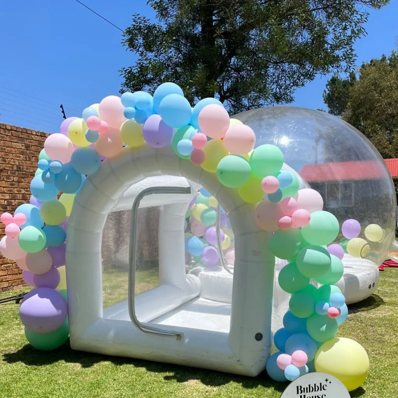 Casa inflable comercial de rebote blanca, tienda de campaña para fiesta de boda, casa de burbujas inflable, globo inflable