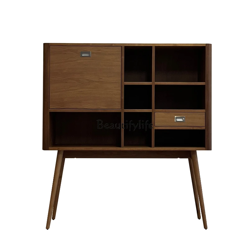 

04American Country Solid Wood Side Cabinet Walnut Decorative Locker