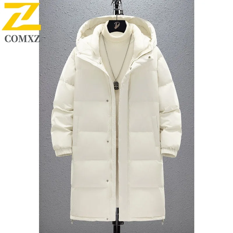 COMXZ Hooded Premium Down Jacket Men Outdoor Wind Resistant Warm Parka Leisure Journey Cold Proof Light Winter New Clothing