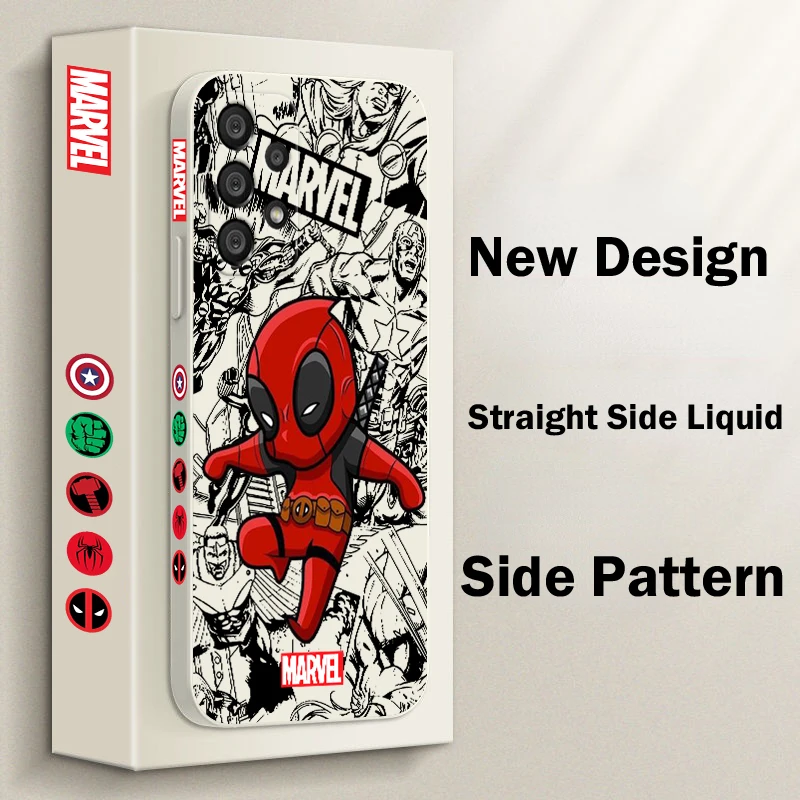 Marvel Deadpool Spiderman Phone Case For Samsung A55 A53 A33 A52 A32 A71 A51 A21S A35 A25 5G Liquid Left Rope Funda