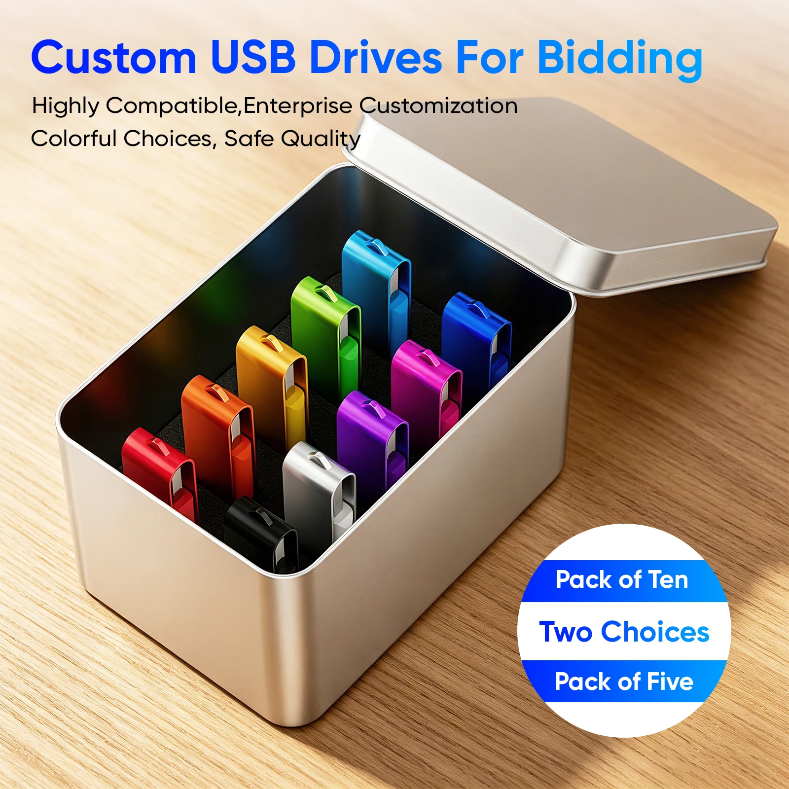 5/10 Pieces Mixed Packag Metal USB 2.0 Flash Drive 128GB 64GB Business Pen Drive 32GB  16GB 8GB Memory Stick Wedding Gift U Disk
