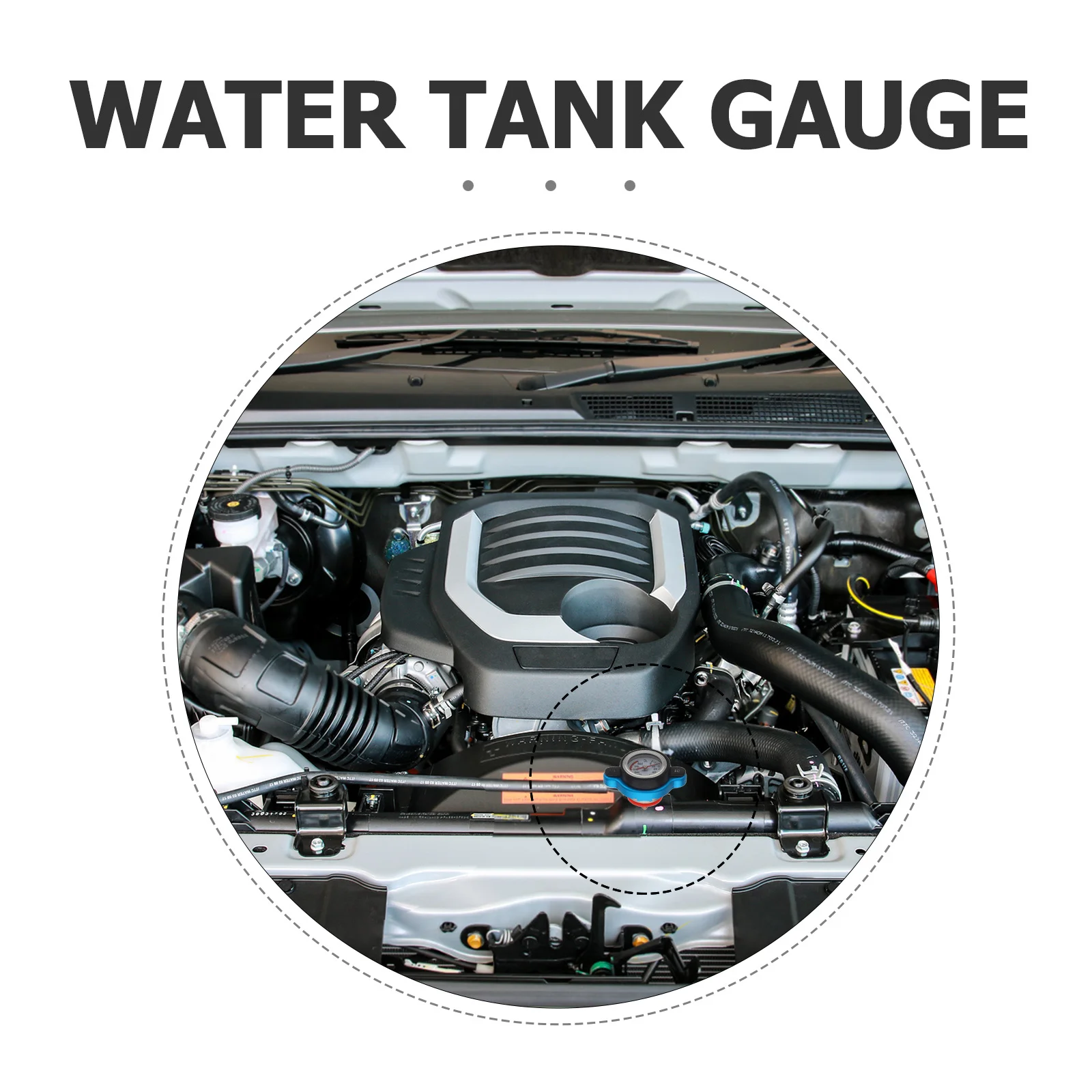 غطاء مشعاع حراري 1.1 بار مقياس درجة حرارة الماء الكبير سهل القراءة وضبط غطاء سيارة توازن الضغط مع مقياس درجة الحرارة