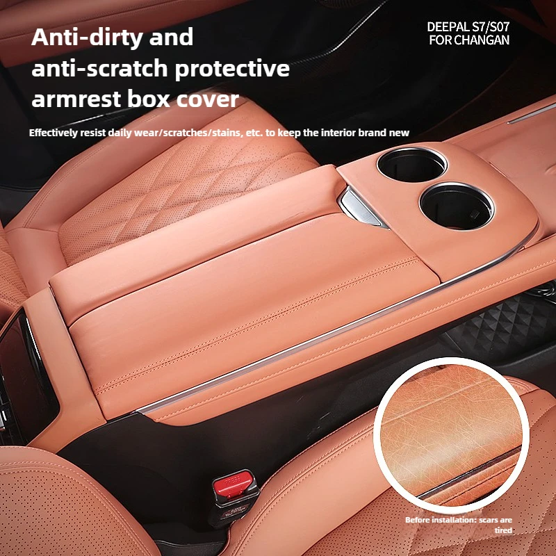 Heightening Pad Leather Thicken Protective Cover Car Interior Accessory For Changan Deepal S7 S07 Car Center Console Armrest Box