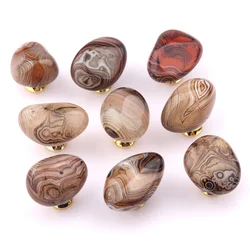 25-35mm Diameter Light Luxury Natural Silk Agate Stone Handle Drawer Wardrobe Door Jewelry Box Knob Single Hole Handles Diy