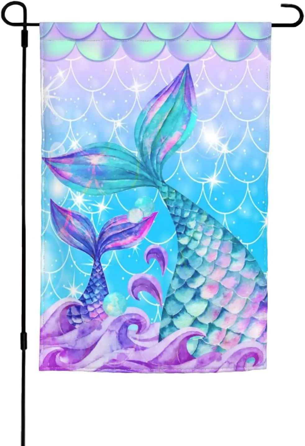 Mermaid Tail Blue Colorful Garden Flag Welcome Party Outdoor Outside Decorations Picks Home House Garden Yard Decor 12x18