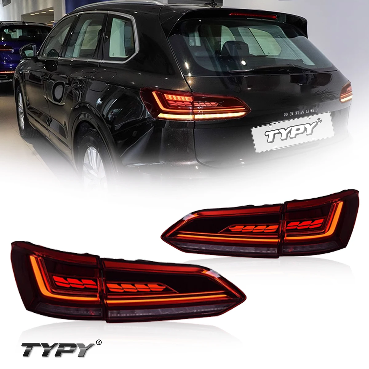 

TYPY New LED Taillight Upgrade Modified Full Tail Lamp For Volkswagen Touareg 2019-2023 Dynamic Turn Signal Car Accessiories