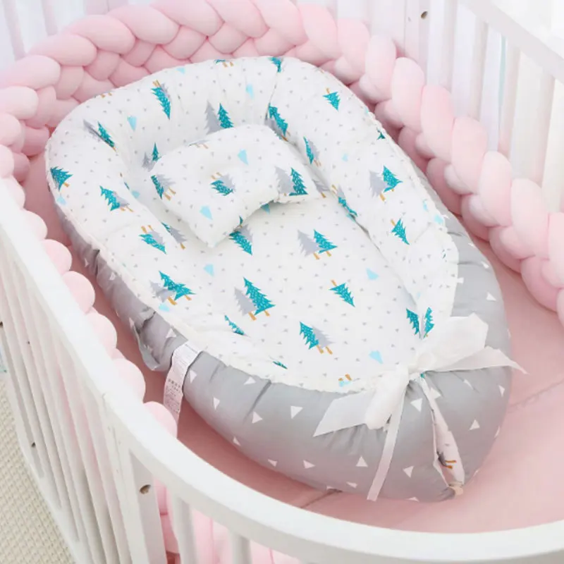 Baby Cotton Nest Bed Newborn Portable Crib Lounger for Boys Girls Infant Bassinet Bumper Soft Travel Bed Birth Gift