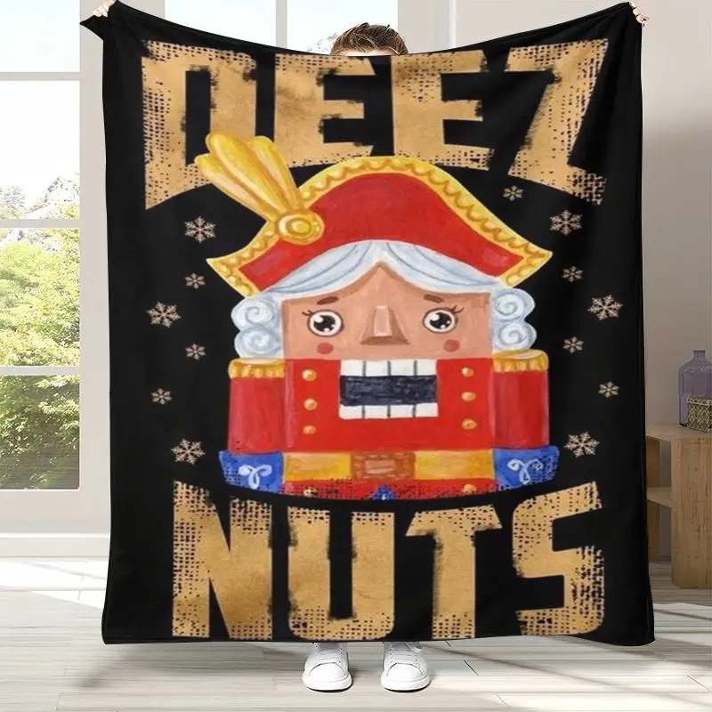 Cartoon Merry Christmas Gift N-Nutcracker New Year Soft Flannel Throw Blanket,Cozy Blanket for Bed,Sofa,Living Room,Home Decor