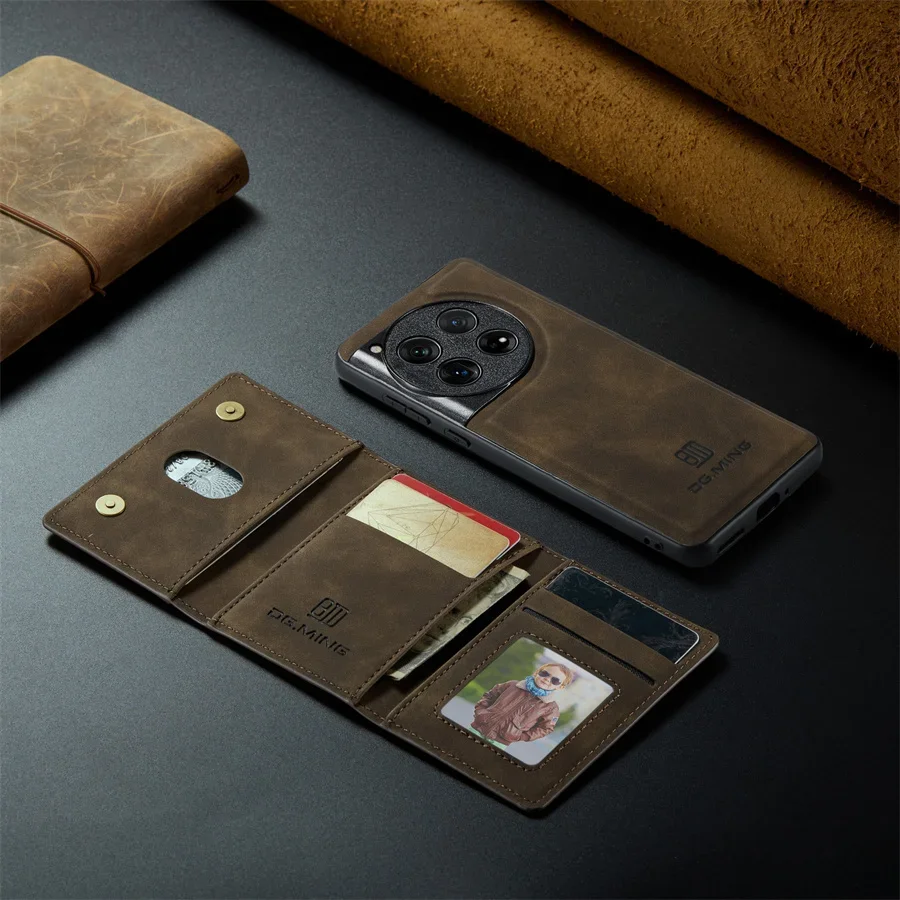 2 in 1 Magnetic Detachable Leather Wallet Case for OnePlus 12 11 10R 10 ACE Pro 9R 9RT Kickstand Credit Card Holder Stand Cover