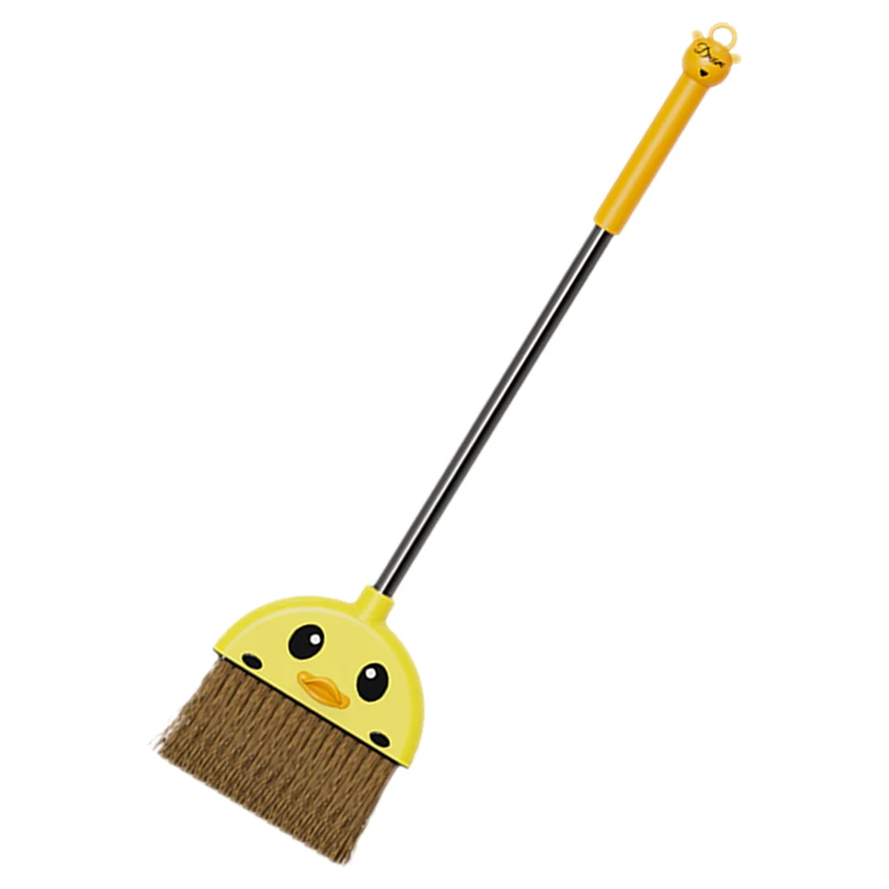 Little Yellow Duck Broom Plastic Small Child Toddler Toys Kids Home for Portable Long Handle