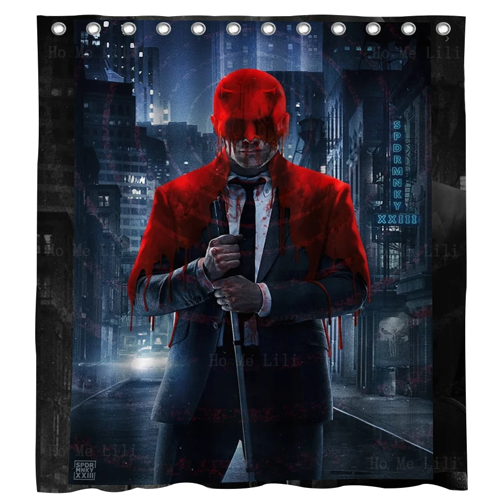 A Man Without Fear Matt Murdock Blood Comics American Teleplay Bathroom Decor Shower Curtain