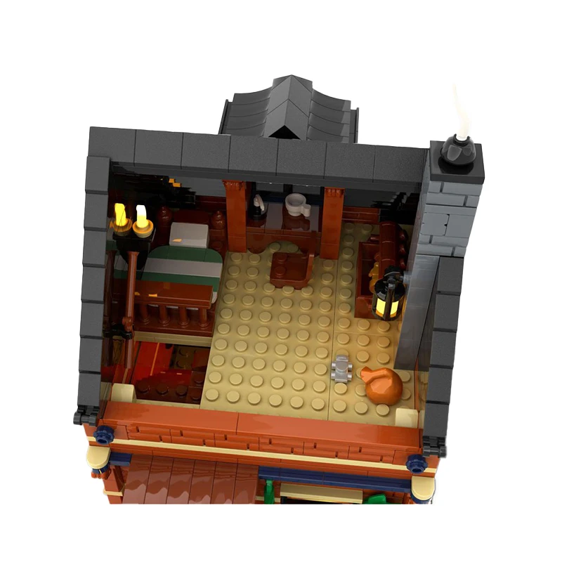 Série de arquitetura modular medieval, casa do trabalhador, montagem de bloco de construção moc, modelo de tecnologia, brinquedos de tijolos, presentes de aniversário
