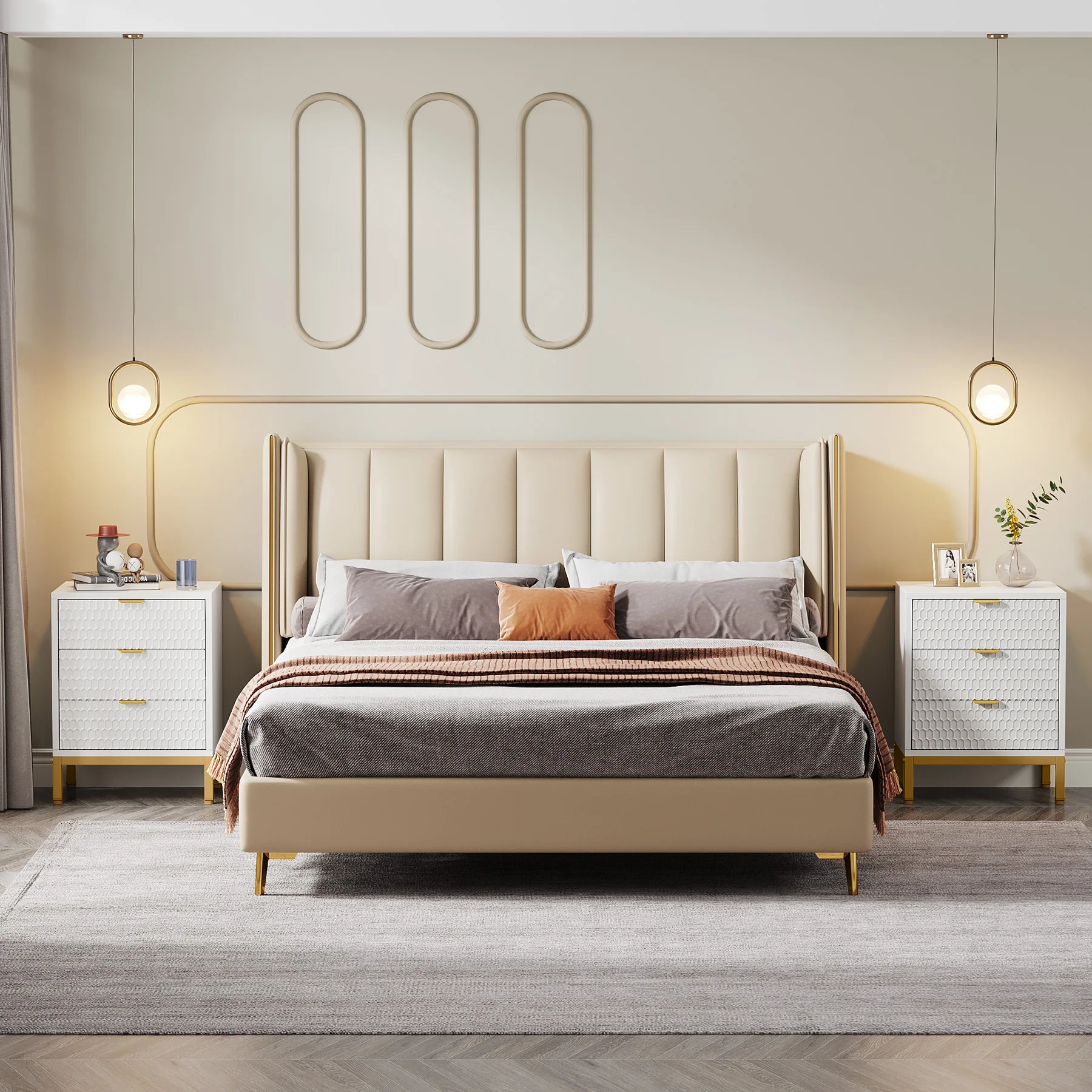 Tribesigns Modern Nightstand, 65.5 cm Tall Bedside Table with 3 Drawers, Contemporary End Side Table with Storage image 3