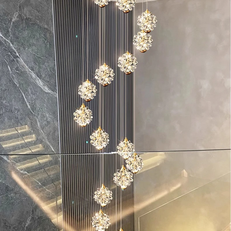 Imagem -02 - Modern Crystal Chandelier For Home Decoration Stair Pendant Lamp Living Room Pendant Lights Iluminação Interior