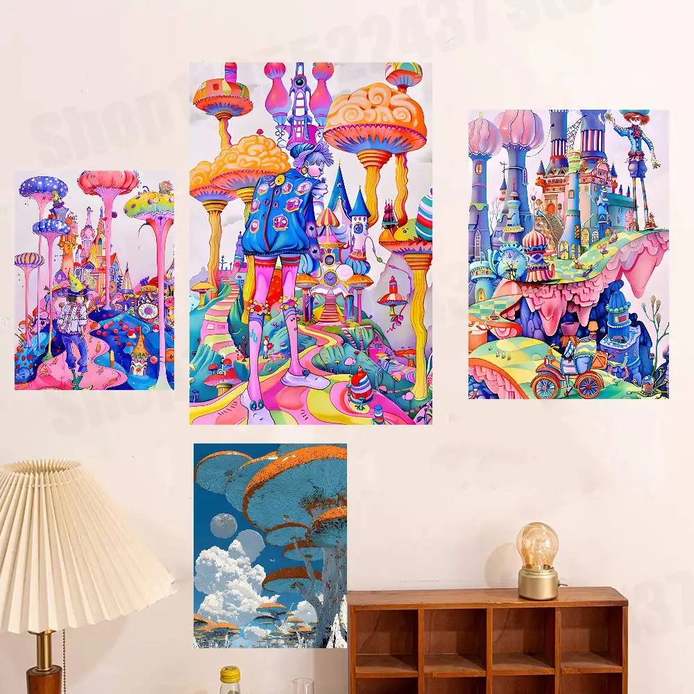 

Fantasy Dream Illustration Poster HD Art Sticky Wall Waterproof For Bedroom Game Room Wall Home Decor Gifts