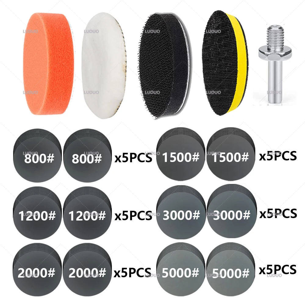 

3inch Round Wet Sanding Sheet Sanding Discs Pad Dry Polishing Sandpaper for Car Detailing Headlight Restoration Grinder Accessor