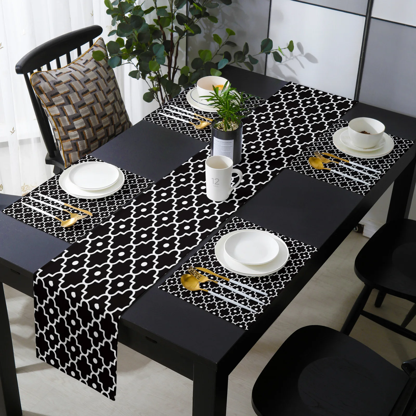 Morocco Geometry Table Runner Luxury Wedding  Decoration cloth Dining  Decor Placemats Coffee