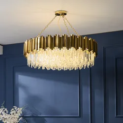 Royal Modern Luxury Gold E14 Led Pendant Lights Dining Room Lustre Crystal Led Droplight Indoor Lighting Suspend Lamp Fixtures