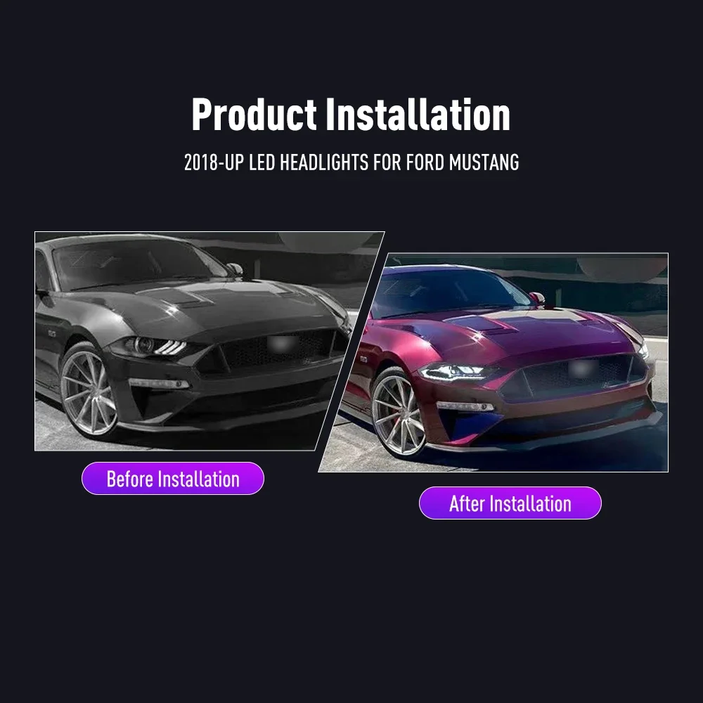 

2PCs Car Styling Head Lamp for Ford Mustang 2018-UP LED Headlight DRL Daytime Running Lights Signal Lamps Auto Accessories