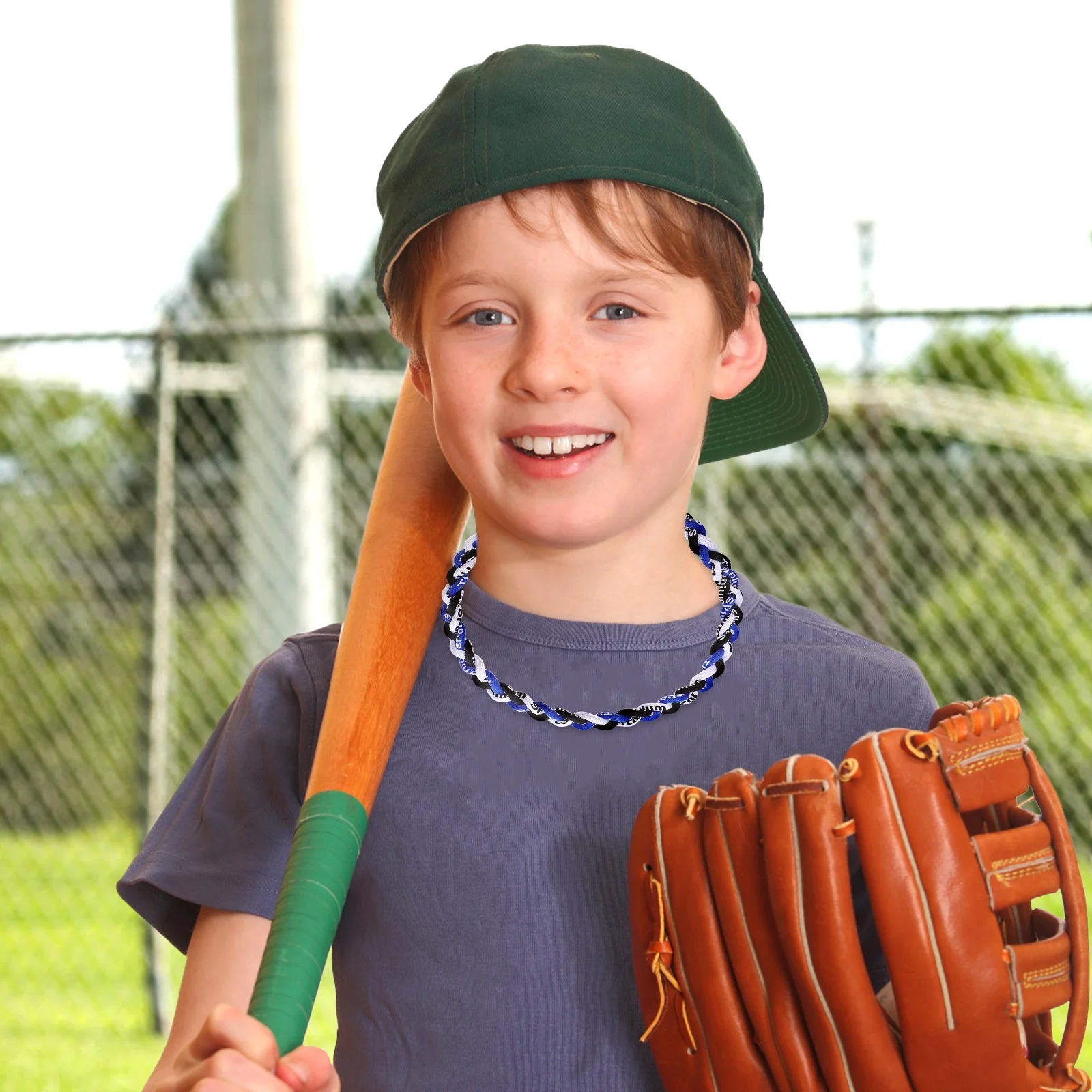 

3pcs Baseball Necklaces Rope Necklace for Men Boys Colorful Resilient Stylish Braided Rope Necklace Male Jewelry Chain