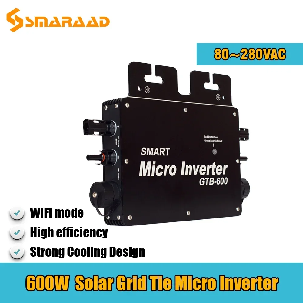 Micro Solar Inverter 600W WIFI  Grid Tie MPPT 24V 110V 220V AC  for Home Solar Panels Solar Power System Control Waterproof