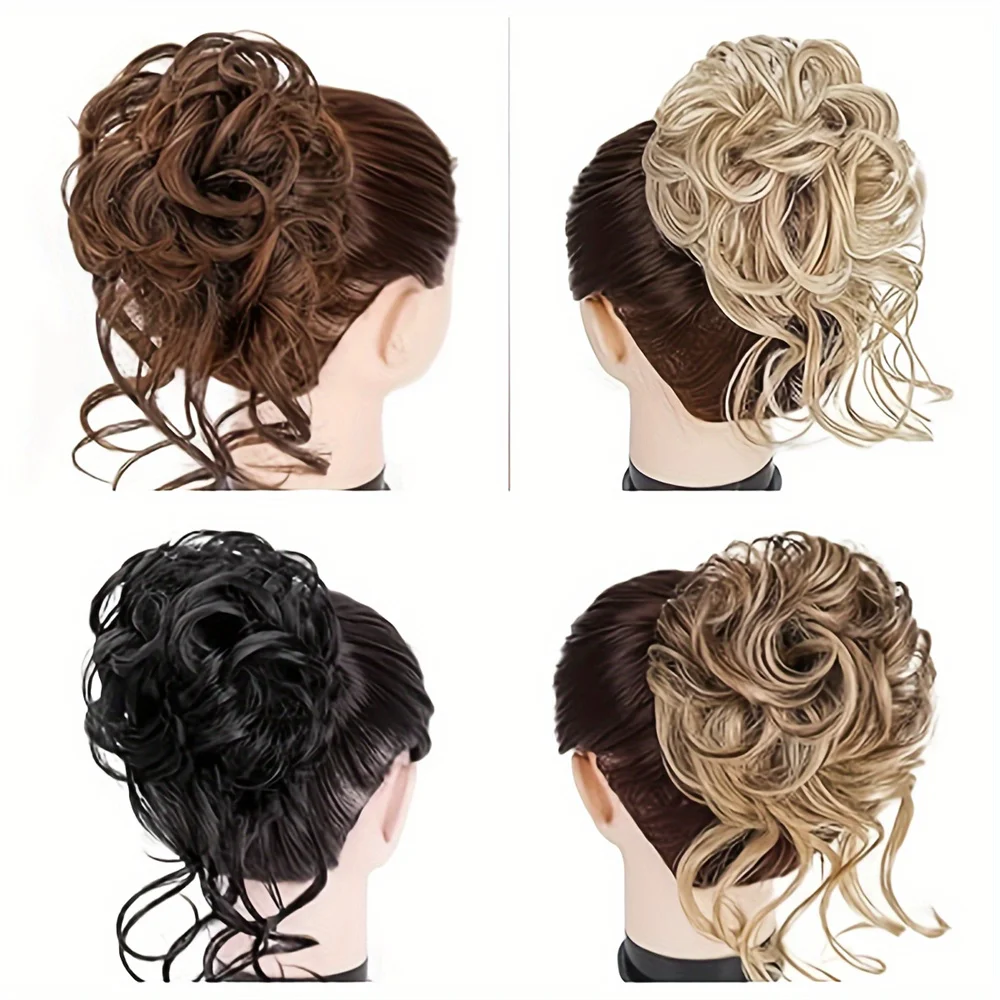 Fibra sintética resistente ao calor, encaracolado, ondulado, pão bagunçado, Chignon Claw Clip, festa diária, casamento, mulheres, meninas, cerca de 10"