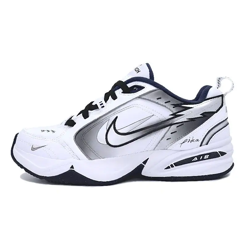 【تخصيص】أحذية رياضية Nike Air Monarch 4 مكتنزة للجنسين منخفضة الأعلى باللون الأبيض/الفضي/الأسود 415445 -102