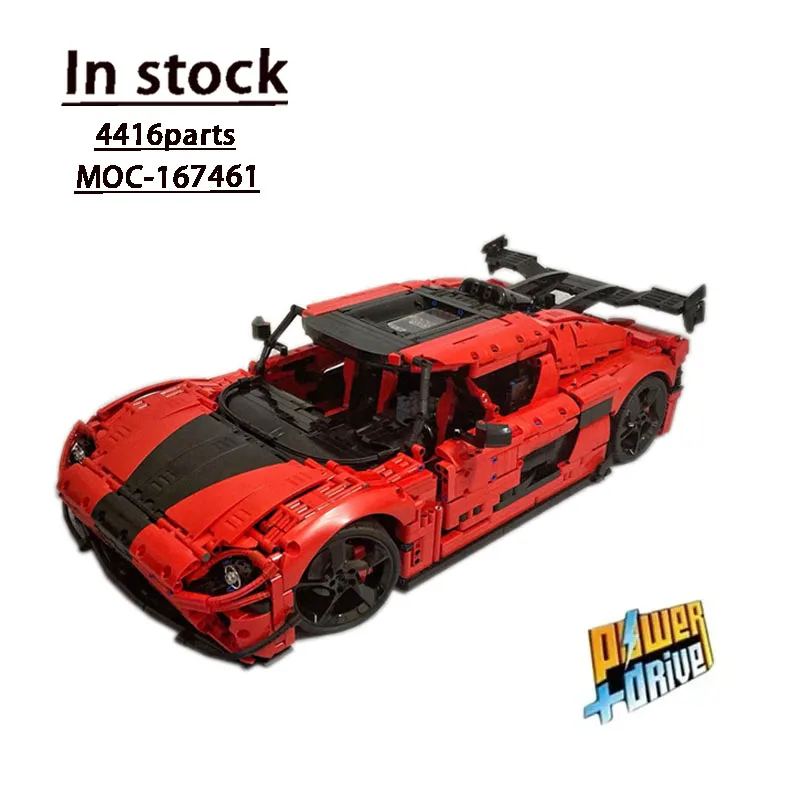 MOC-167461 Electric Remote Control Red New Supercar Splicing Assembly Building Block Model MOC Creative Educational Kids Toy