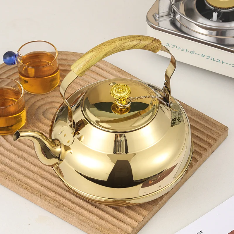 1.5L Stainless Steel Water Kettle TeaPot With Handle Hotel Tea Pot Coffee Pot Induction Cooker Universal Gold Silver