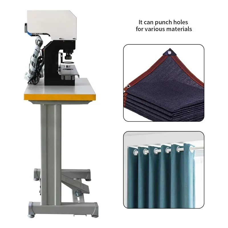 Powerful Electric Hole Punching Machine For Shoes Riveting Snap Button Curtain Eyelet Thick Webbing With Replaceable Dies