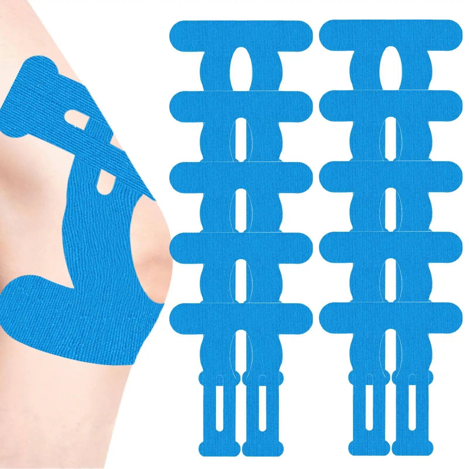 10Pcs Elastic Knee Kinesiology Tape Athletic Support Brace for Running Sports Training Fitness Post-Injury Recovery