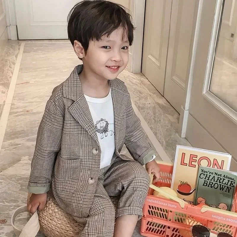 

Kid Boys Spring and Autumn Suit Boys Baby Suit Clothes 2025 New Children's Clothing Casual Tops + Pants 2 Piece Set Formal Wear
