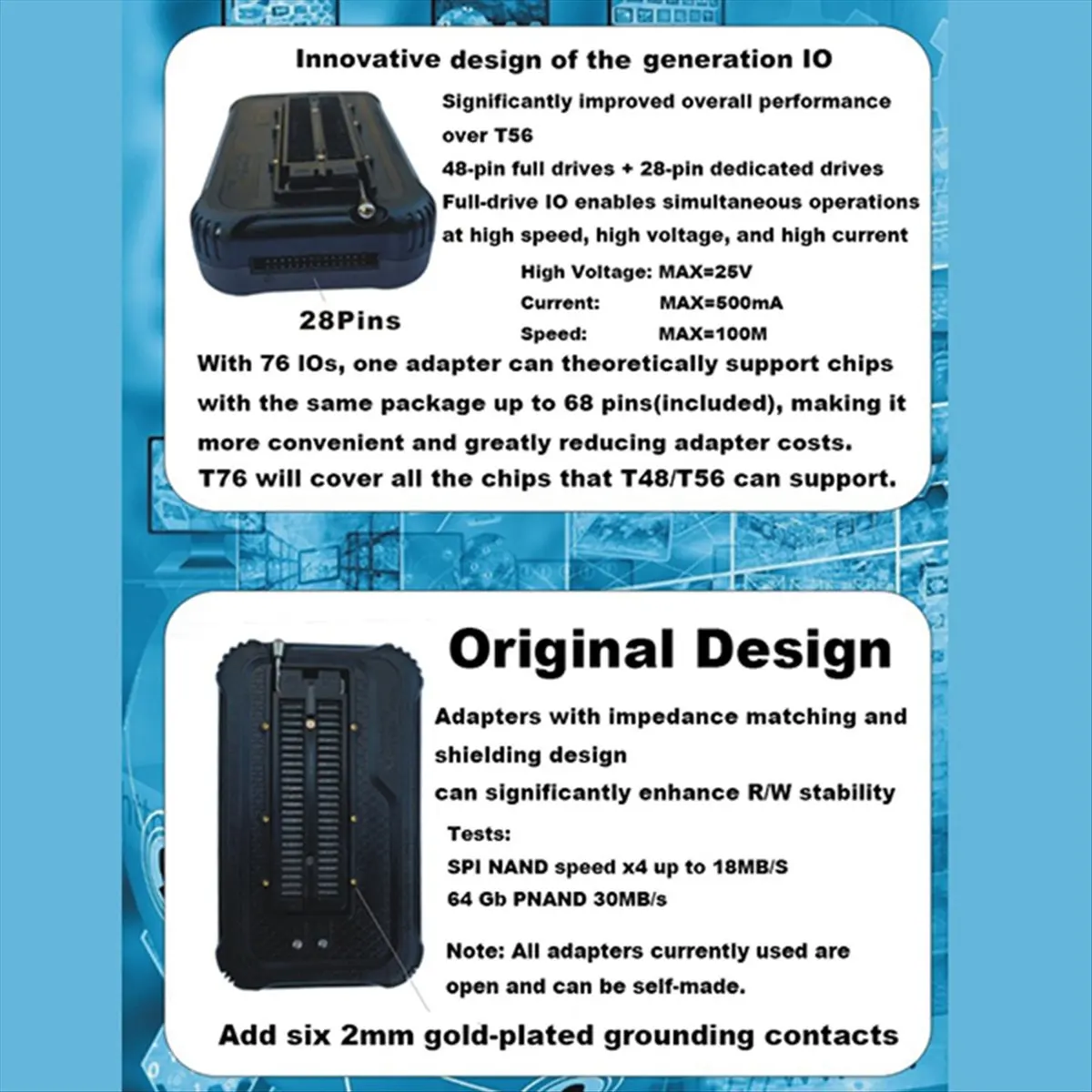 ▶✔▃AC2323-For T76 USB3.0 Universal Programmer for EEPROM NOR NAND EMMC MCU GAL,Minpro/TL866II+TSOP48 Adapter