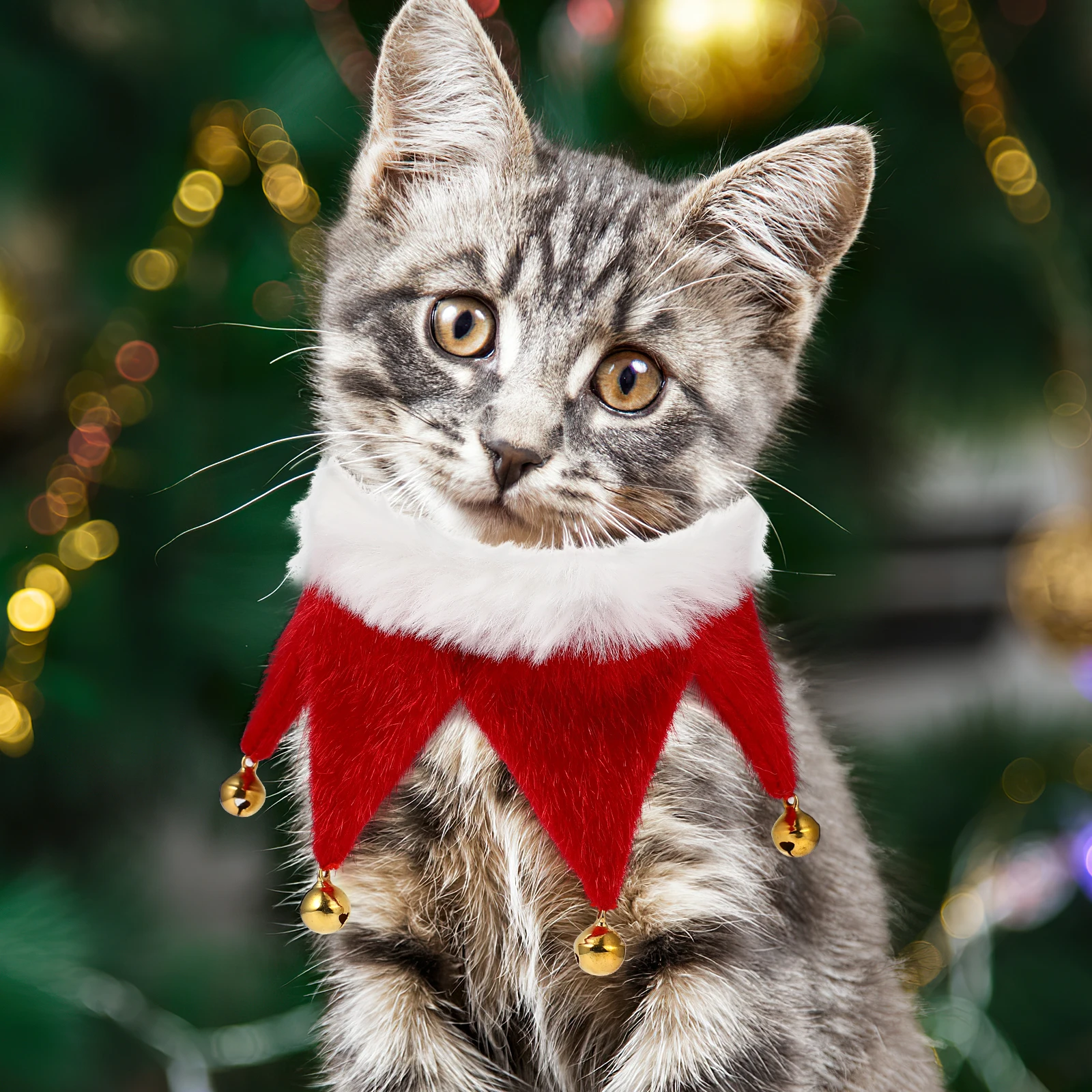 

Pet Scarf Bells Adjustable Triangle Neckerchief For Cat Dog Holiday Party Costume Soft Festive Wear Pet Christmas Scarf