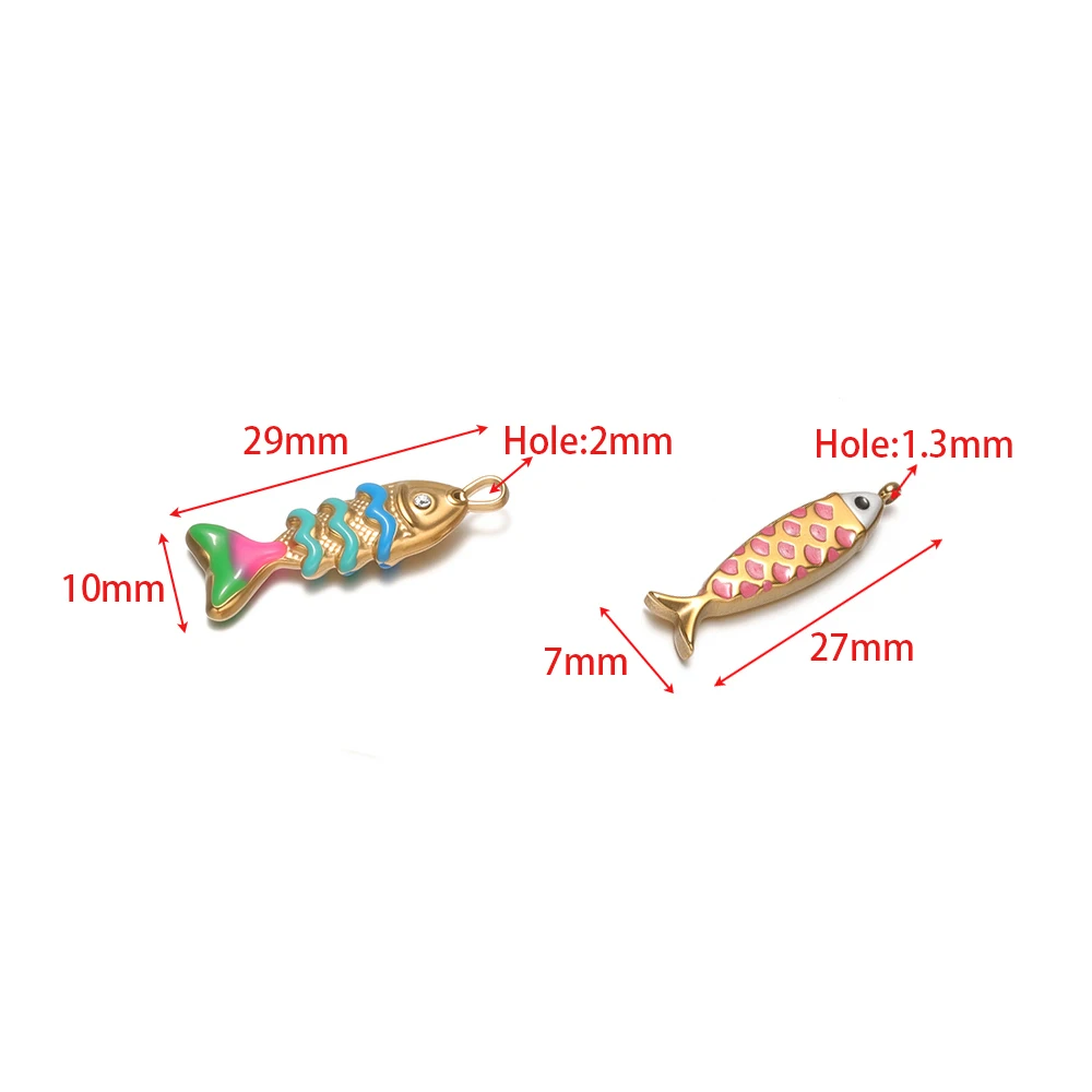5 Stück Edelstahl-Emaille-Fischanhänger für DIY-Modearmbänder, Halsketten, Charms, Material für Kinderschmuck und Ohrringe – Detail 1