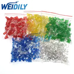 500PCS 5MM LED Diode Kit Mixed Color Red Green Yellow Blue White Led Light DIY Kit