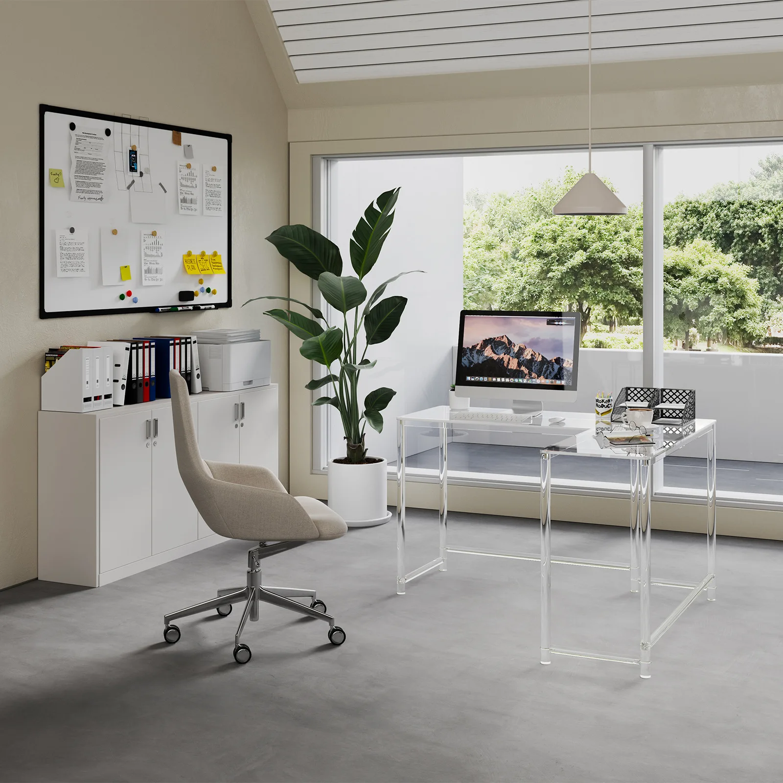 ins wind acrylic table L-shaped long table computer workbench transparent desk living room bedroom floating desk