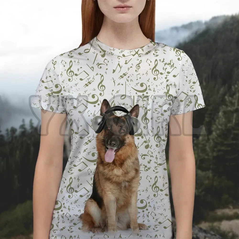 2022 Summer Fashion Men t shirt Great Music With German shepherd 3D All Over Printed Funny Dog Tee Tops shirts Unisex Tshirt