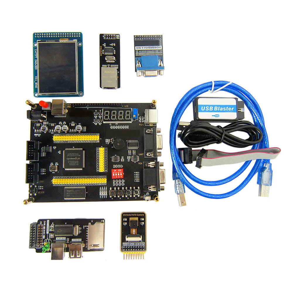 FPGA Development Board CycloneIV EP4CE6 with LCD VGA OV7670 Camera & Network Interface, JTAG AS Programmer for Electronics Learn
