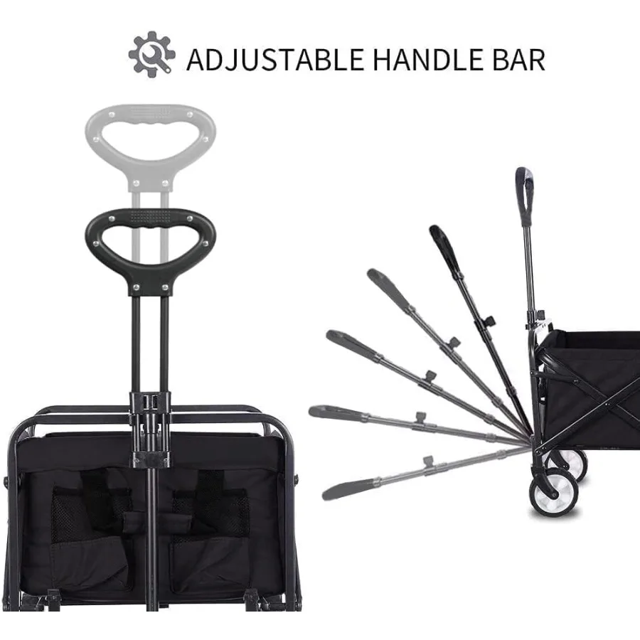 عربة شاطئ قابلة للطي وقابلة للطي بسعة كبيرة للرياضة والتسوق والتخييم والمغامرات الخارجية شديدة التحمل وقابلة للطي