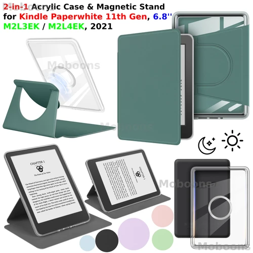Para Kindle Paperwhite 11a generación Funda 360 °   Soporte desmontable magnético de rotación Funda para dormir 2 en 1 6,8 '' 2021 M2L3EK/M2L4EK Funda