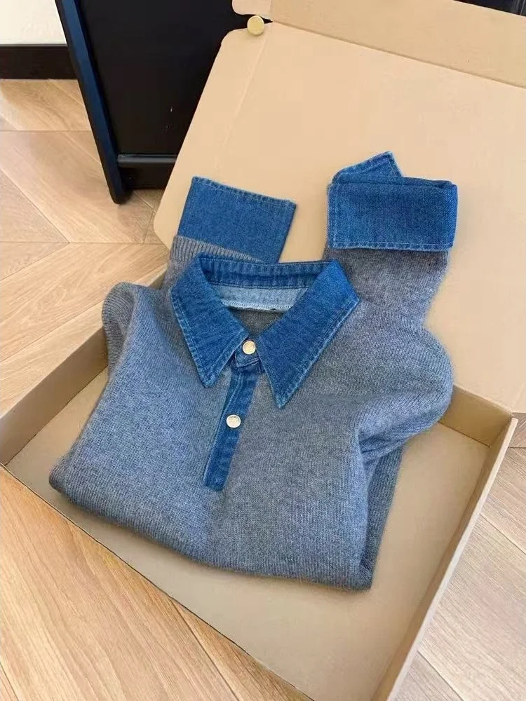 

Autumn Winter ey Ne Long Sve Knitted Sweater Women's Outerwear Faionable Youthful Versatile Top Layering Piece