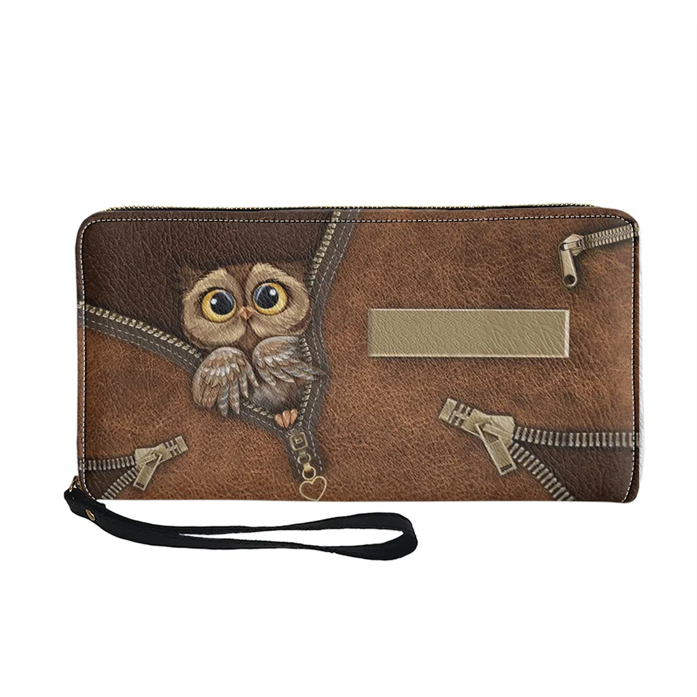 Cartoon Owl Printed Women's Wallet Long Handbag Fashion Pu Leather Clutch Bags with Zipper Multi-card Purses Card Holder Cartera