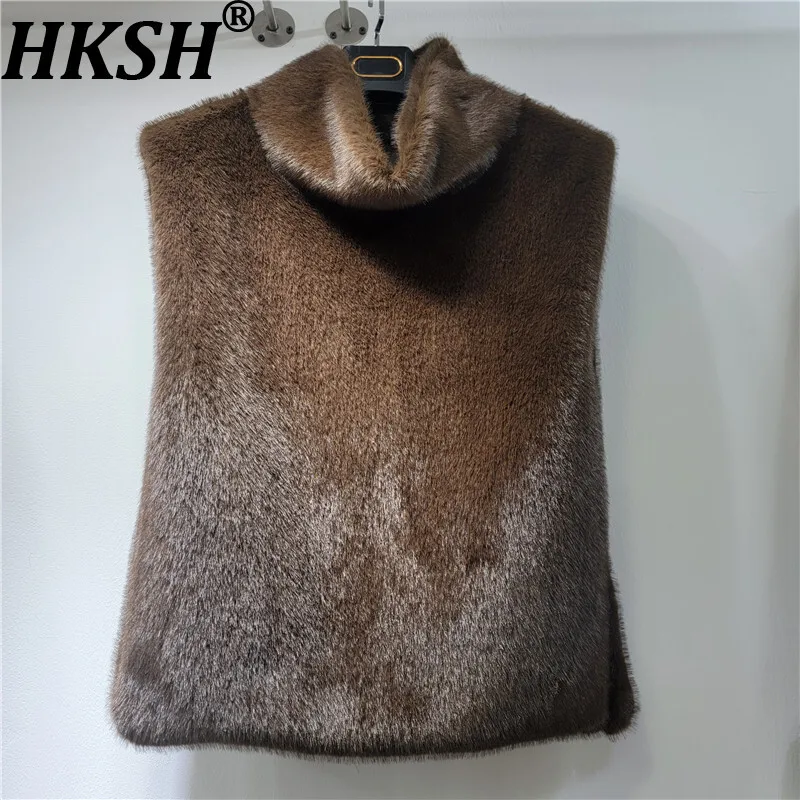 

HKSH 2023, осенне-зимний новый женский теплый жилет из искусственного меха, полуводолазка, универсальный элегантный стильный топ без рукавов HK15894