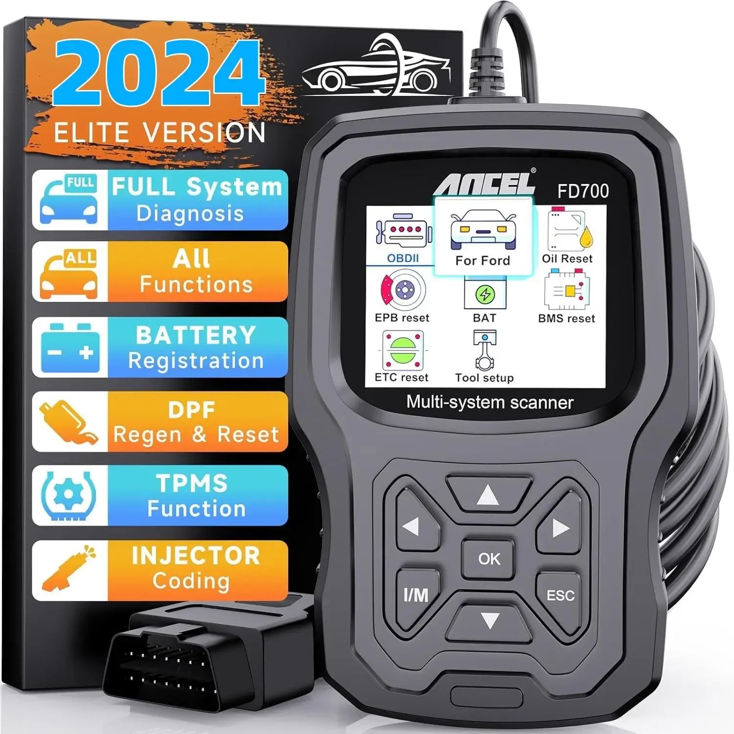 ANCEL FD700 for Ford OBD2 Scanner Full System Code Reader OBD 2 with Engine ABS SRS EPB/Throttle Oil Reset Car Diagnostic Tool