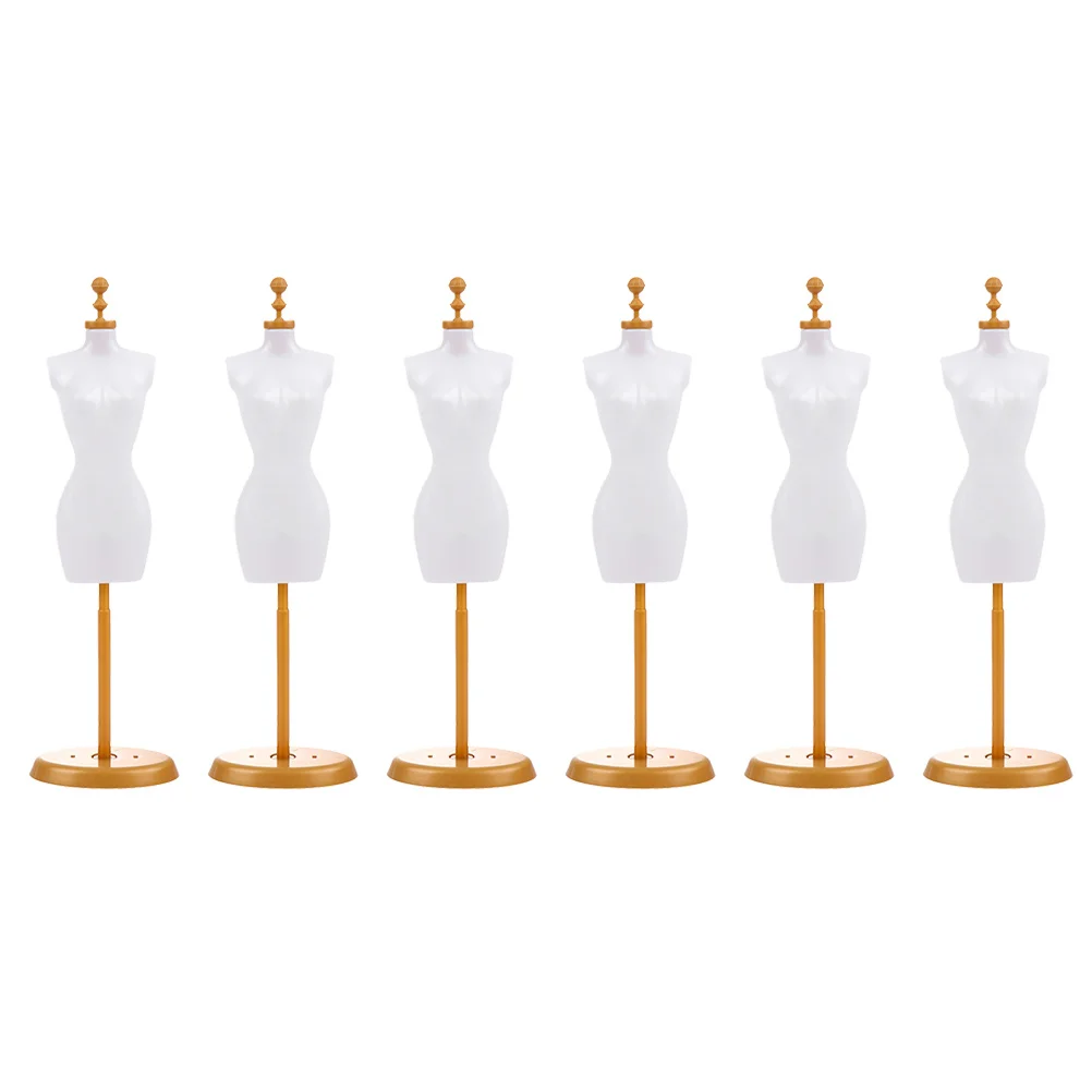 6 Pcs Mannequin Stand Dress Model Body with Base Baby Dolls Coat Hanger Skirt Plastic Garment Clothes Hanging Rack