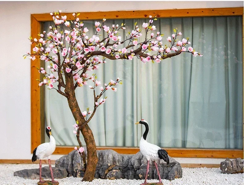 HJSimulated magnolia tree fake flower tree green plant landscaping landing landscape decoration scene