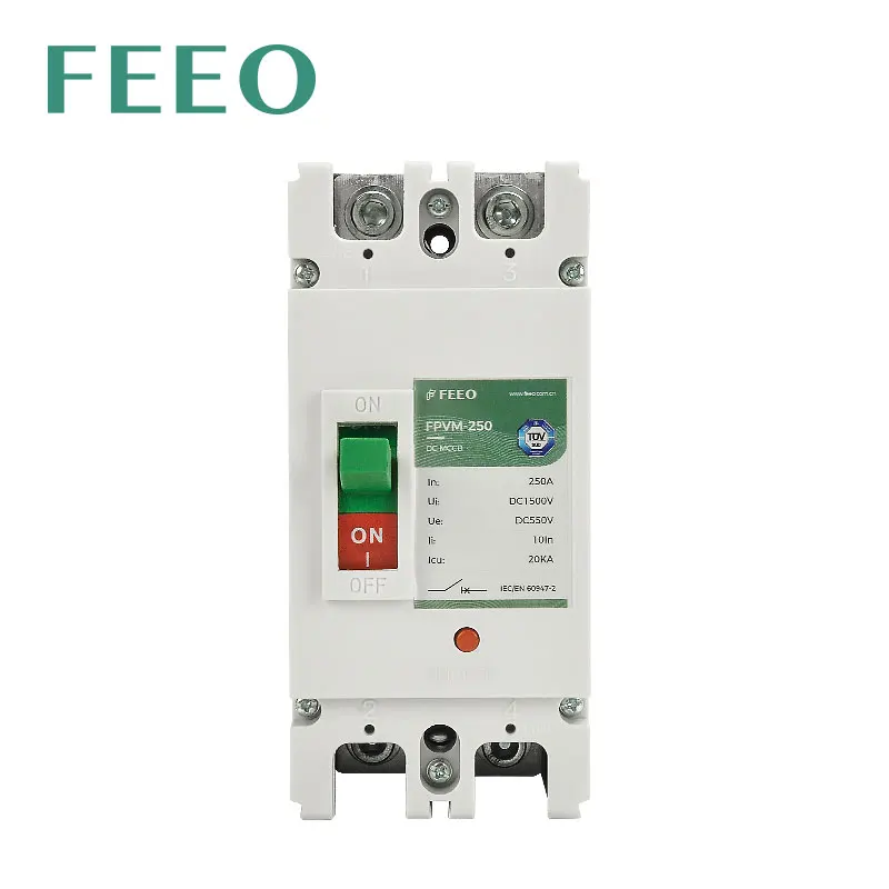 FEEO FPVM-250 2P 550V 800V Solar Moulded Case Circuit Breaker Switch 160A 180A 200A 250A DC MCCB PV Solar Protector Photovoltaic