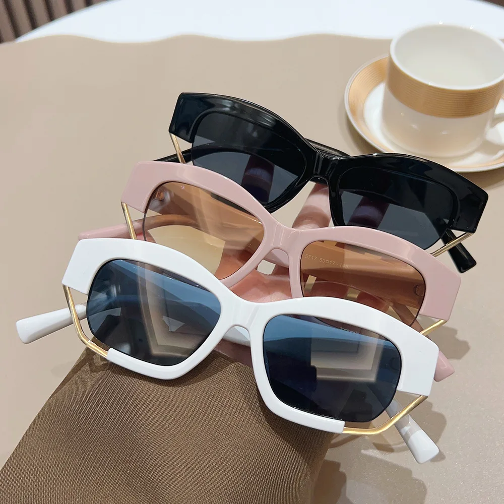 New Fashion Polygonal Large Frame Sunglasses Instagram Personalized Color Blocked Simple Casual Street Photography Sunglasses