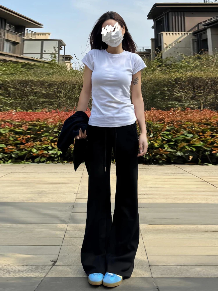 하이웨이스트 플레어 캐주얼 팬츠 여성용 가을 겨울 신상 슬림핏 다용도 드레이프 롱 요가 스포츠 팬츠